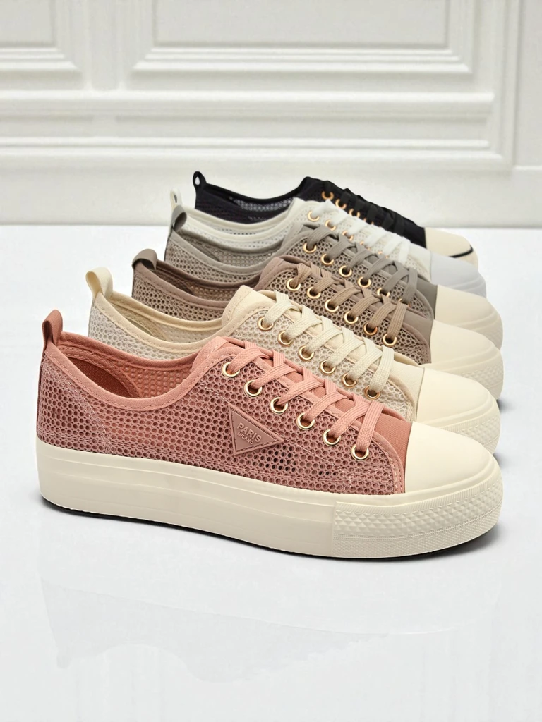 Afrodyta Rosa Women's Sneakers – Breathable Pink Fabric Shoes for Summer