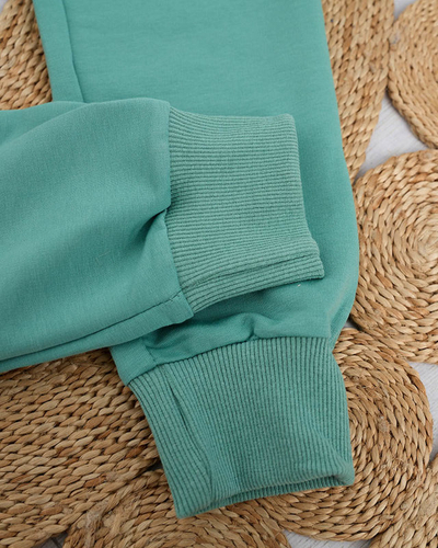 Women's green sweatpants with a colored patch - Clothing