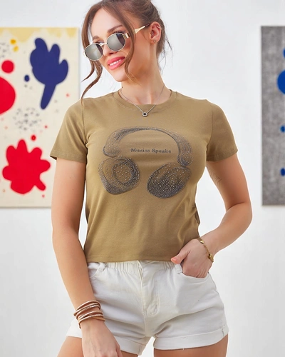 Royalfashion Женская хлопковая футболка с принтом Music Speaking