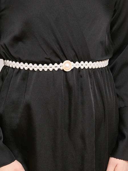 Women's elastic belt with pearls