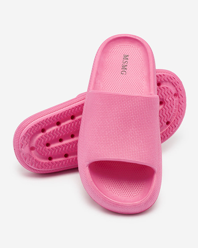 Royalfashion Fuchsia women's rubber flip-flops with embossing Okeris