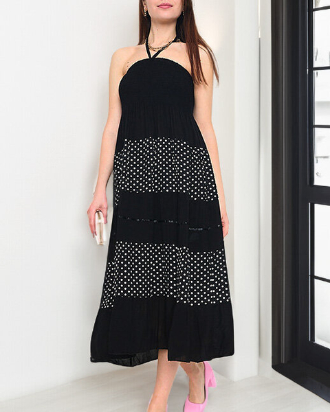 Black polka dot maxi skirt PLUS SIZE - Clothing