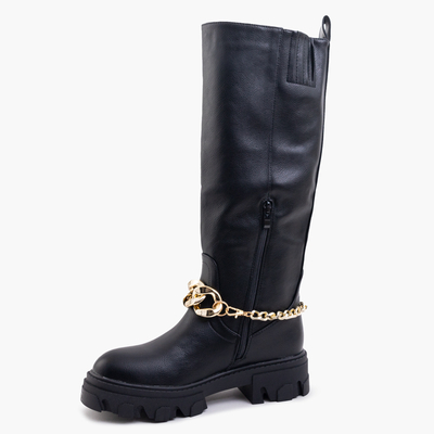 Royalfashion Naiste mustad ketiga saapad Sudzi