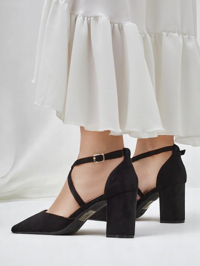 Royalfashion Women's eco-suede pumps with Kanastru straps