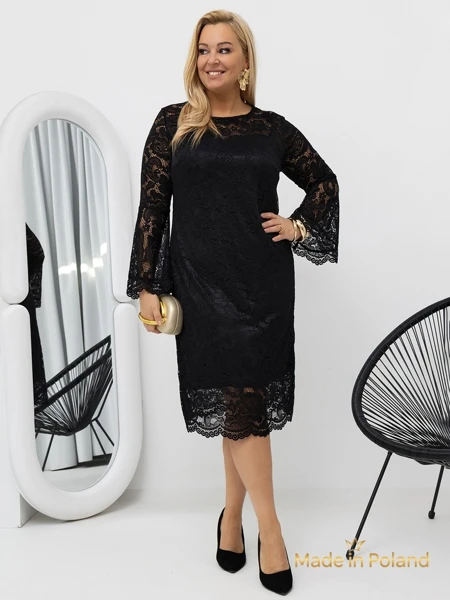 Pitsiline naiste midi-kleit laiade varrukatega Kiss Star