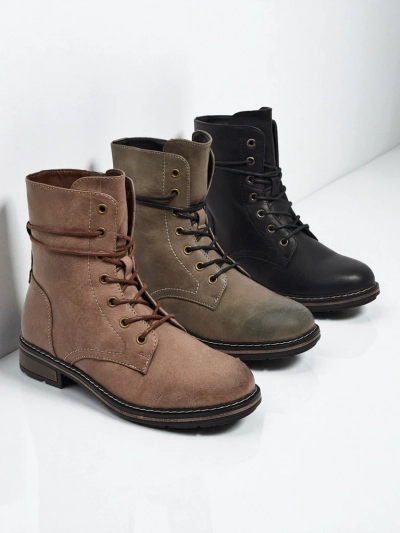 Eco-leather laced women's ankle boots Ravonna