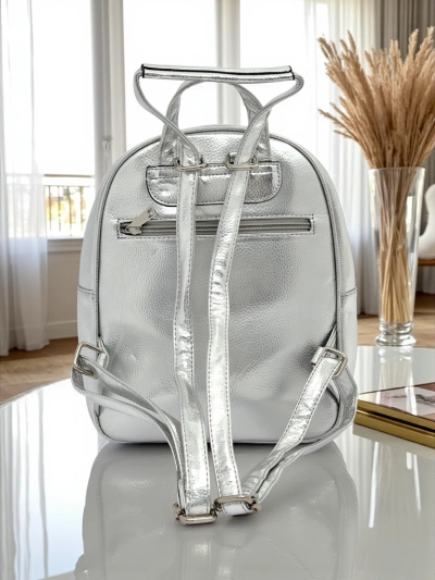 Royalfashion Women's eco-leather backpack with stripes Metallic Stripes