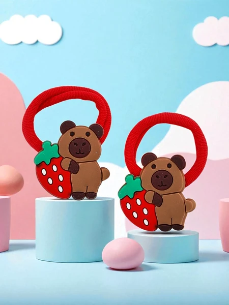Colorful hair ties with a bear motif