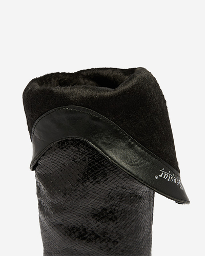 Mustad naiste kõrge kontsaga saapad reljeefiga Elivea- Footwear