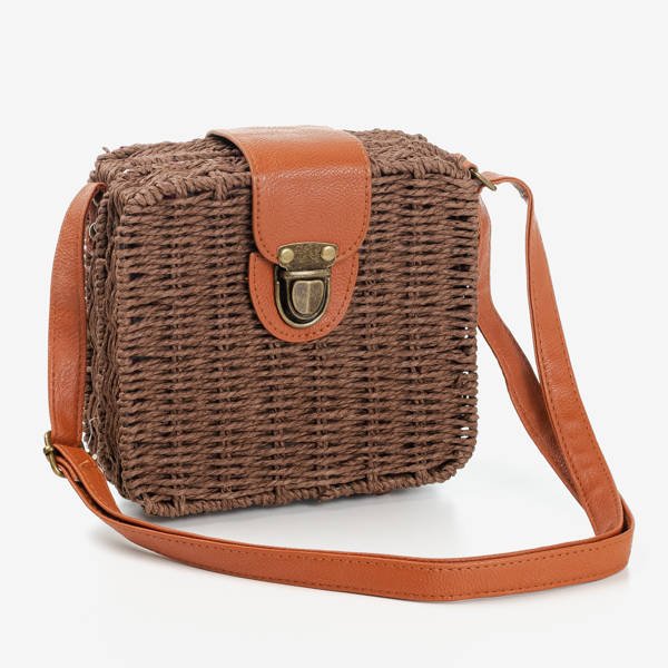 Dark brown straw trunk bag - Handbags 1