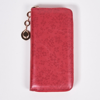Large red patterned mat eco leather wallet - Accessories