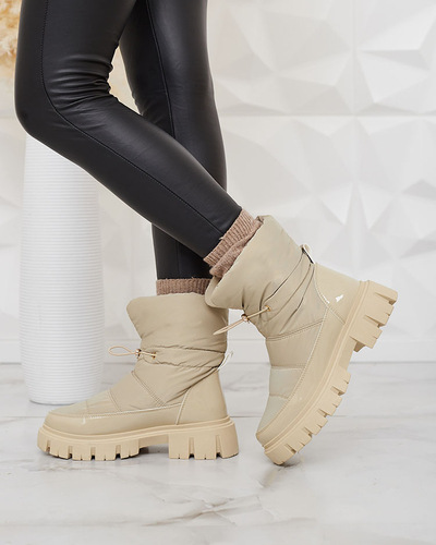 Royalfashion Women's slip-on snow boots in light brown color Sadella