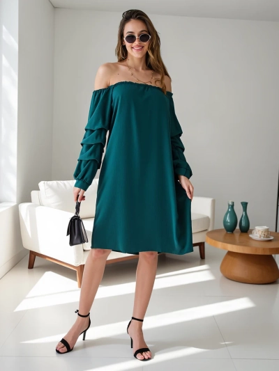 Royalfashion Smooth women's dress a'la Spanish style with ruffles