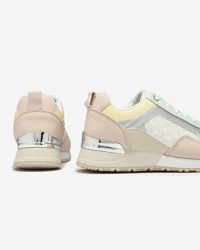 Naiste beežid ja roosad pitsilised spordijalatsid Mnerio- Jalatsid