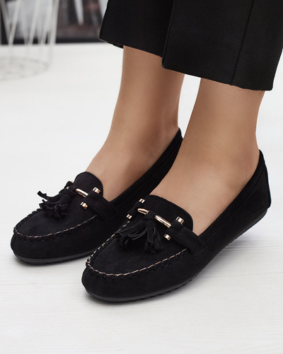 Women's black moccasins with fringes Amillad - Footwear