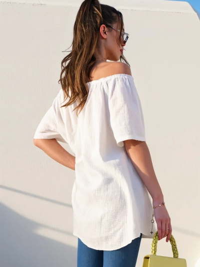 Блузка Royalfashion из хлопка в испанском стиле с декоративными пуговицами