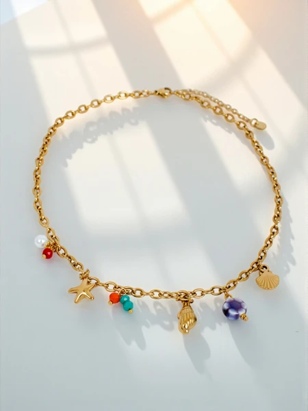 Naszyjnik Atena Charm Sea – złote amulety z motywami morskimi