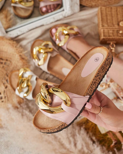 Тапочки женские розовые с украшением Sofig- Footwear