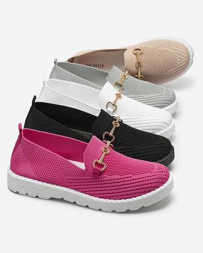 Fuksiat värvi naiste kuldse kaunistusega slip on tossud Enelida - Jalatsid