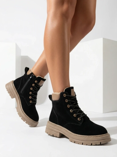 Royalfashion Black and brown women's insulated trapper boots Radoras