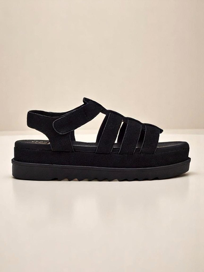 Royalfashion Heraclea platvormiga mustad öko-nahast naiste sandaalid