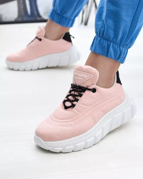 Light pink women's fabric sports shoes Riotay- Footwear