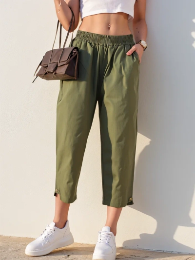 Royalfashion Simple women's fabric trousers 7/8