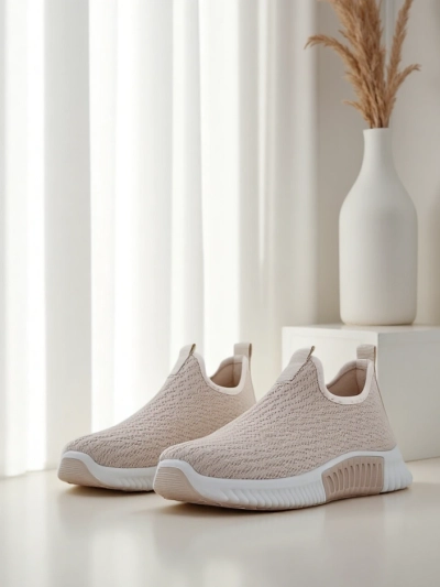 Naiste beežid tennised Eulalia Slip-On madala kontsaga kangast suveks kevadeks