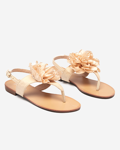 Beige women's sandals with a flower Nerikala - Footwear