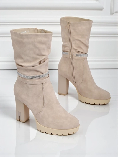 Matte Women's Ankle Boots with Block Heel Ashen Bloom