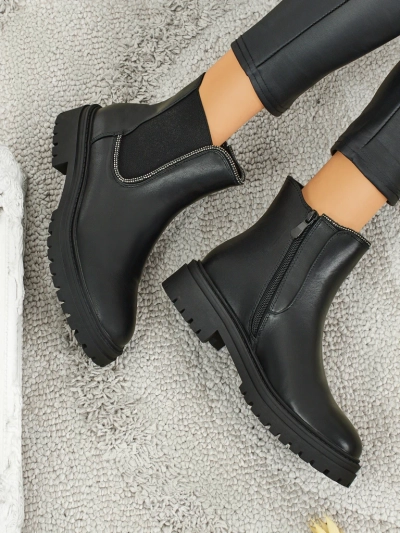 Ботинки из экокожи с цирконами Novira