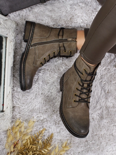 Eco-leather laced women's ankle boots Ravonna