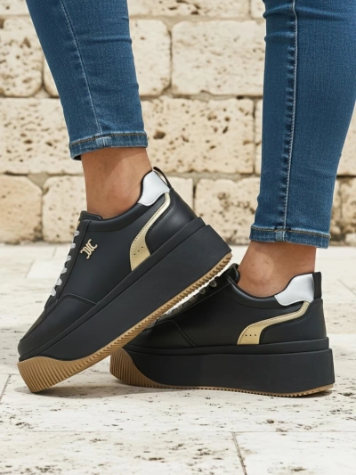 Hypatia Nero women's eco-leather platform sneakers 5 cm