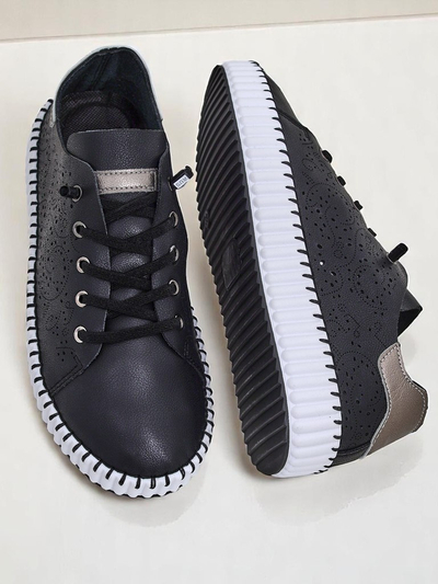 Royalfashion Women's Luna Lace Openwork Sneakers