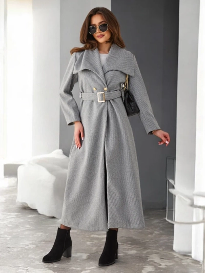 Royalfashion Naiste Maxi Mantel sidumislindiga