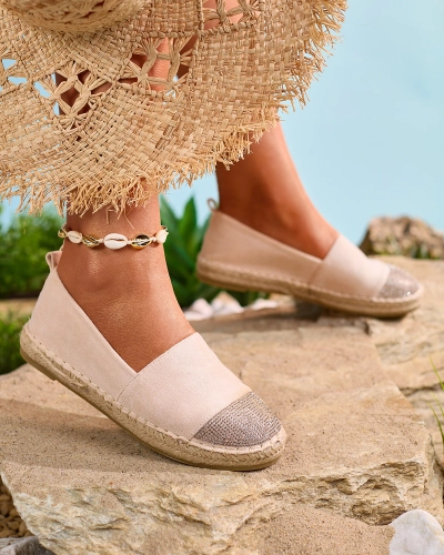 Royalfashion Beige women's espadrilles with zircons Iterica