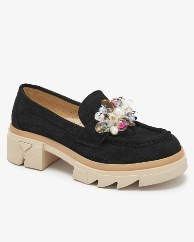 Women's black openwork moccasins Peloga- Footwear