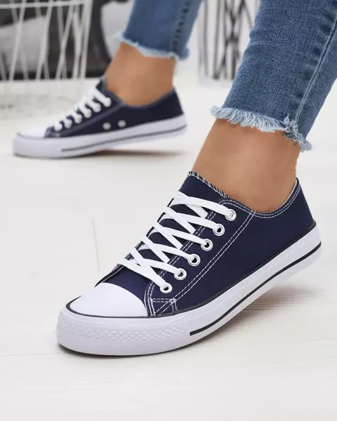 Navy blue women's classic lace-up sneakers Ogisa - Footwear