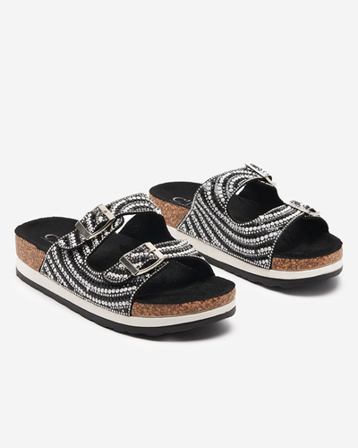 Naiste tsirkooniumoksiidiga mustad sussid Lalud-Footwear