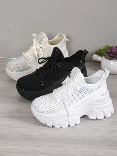 Royalfashion Women's sports sneakers with rhinestones Blysco