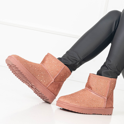 Dark pink women's snow boots with cubic zirconia Rudis - Footwear