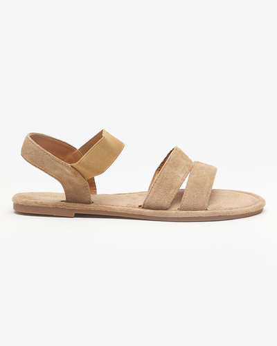 OUTLET Light brown women's eco-suede flat sandals Nerina - shoes