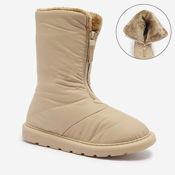 OUTLET Light brown women's boots a'la snow boots Tirigga- Footwear