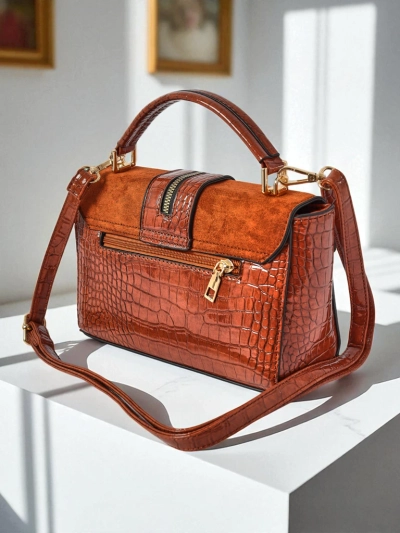 Naiste käekott Hera Marrone pruun öko-nahast seemisnahast õlakott retro