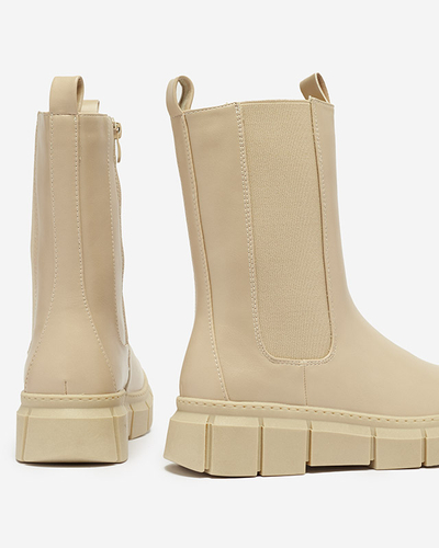 Women's platform boots in beige Couell- Footwear