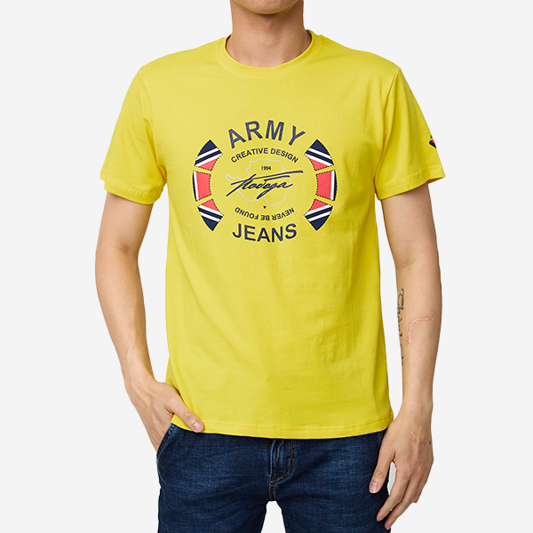 Yellow male printed t-shirt - Clothing