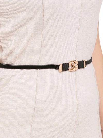 Callista Nero black metal women's belt, minimalist, hook fastening