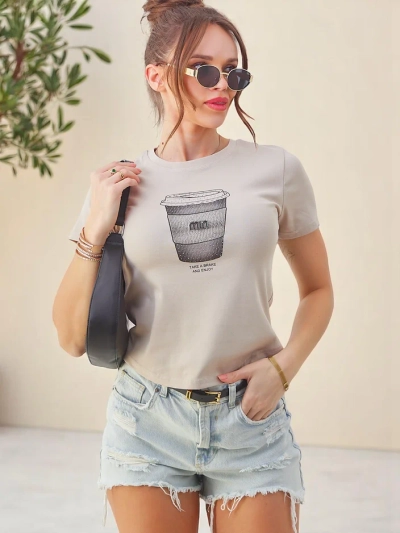 Royalfashion Naiste puuvillane T-särk rhinestone printidega