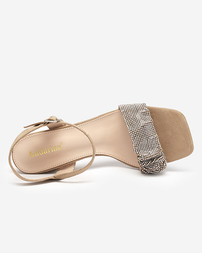 Helepruunid naiste sandaalid posti otsas Trieste kuuptsirkoonidega - Jalatsid