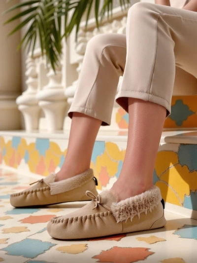 Кожаные мокасины Royalfashion для женщин с мехом Ahtikes